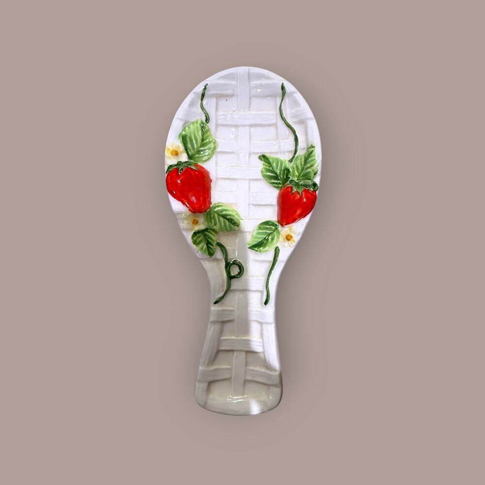 Vintage Mid-Century Japanese Export Ceramic Strawberry Spoon Rest